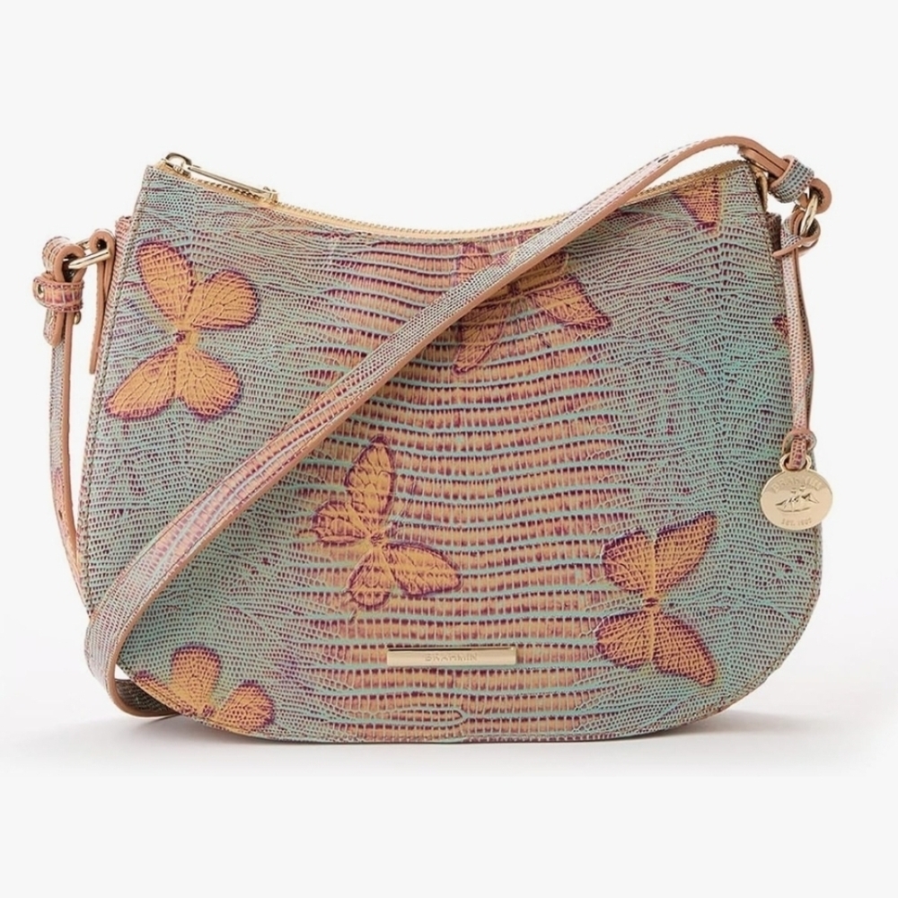 🦋🔹️Brahmin 🔹️ Shayna Crossbody Bag Mandarin Orange Heatwave Butterfly Leather - Picture 14 of 14